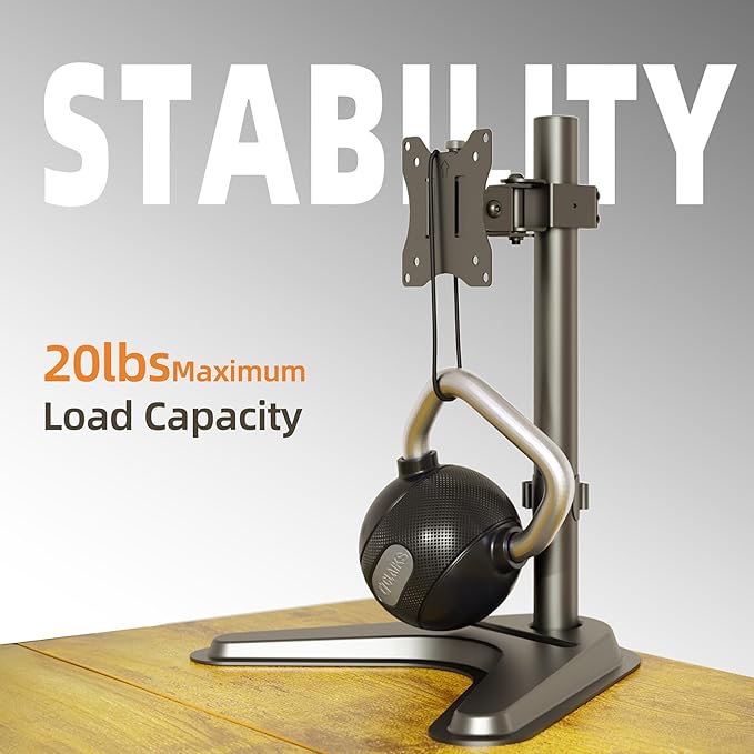 Claiks Monitor Mount, Ergonomic Adjustable Monitor Stand for Max 32 inch Screens, Adjustable Stand up to 20 lbs, VESA Mounting Holes 75&100mm, Black