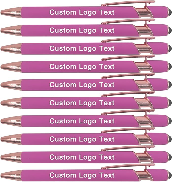 Custom Engraved Ballpoint Pens Bulk, Personalized with Name/Logo, Black or Blue Ink, Smooth Writing for Office, School, Business, Church, Reunion Pink 100 Pcs