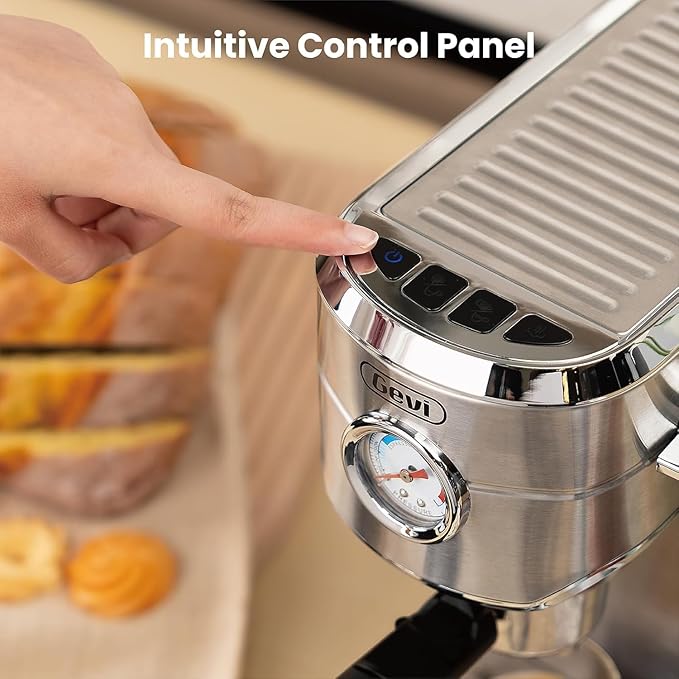 Gevi Espresso Machine 20 Bar with Portafilter for Nespresso Original Capsules and Coffee Powder, Professional Espresso Maker with Milk Frother for Cappuccino, Latte, Compact Espresso Coffee Machine