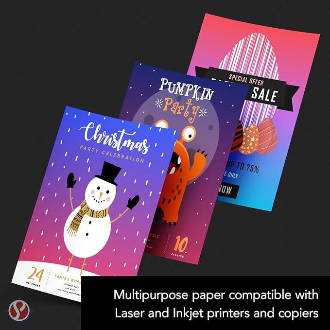 Bright White Paper - Multipurpose Office Print Writing Copy - Flyers, Posters, Design Proposals, Business Documents | 8.5 x 11 | 100lb Text (40lb Bond) | Acid Free Paper | 100 Sheets per Pack