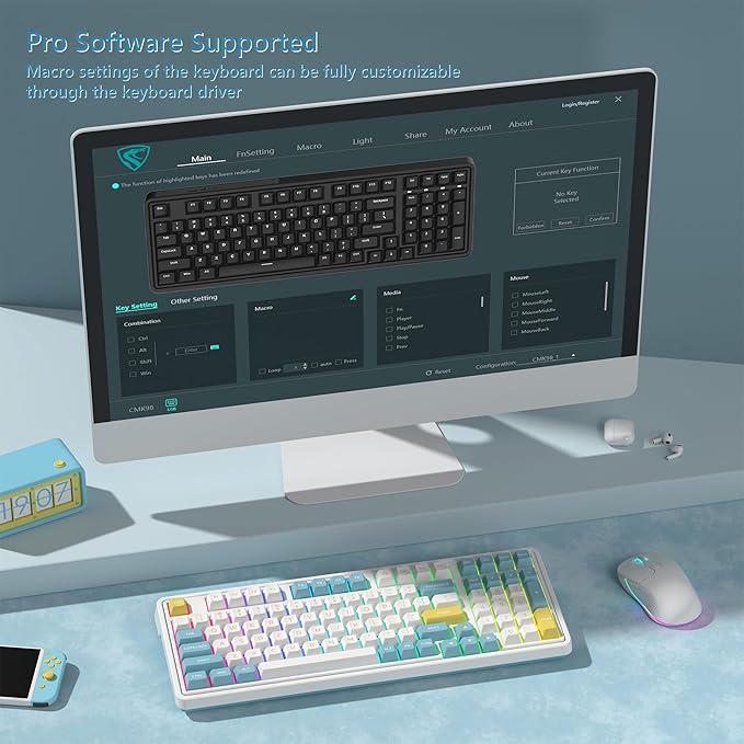 CMK98 Wireless Mechanical Gaming Keyboard with Number Pad, Tri-Mode Hot Swappable, 99 Key Custom Keyboard, Linear Switches, Gasket Creamy, RGB for Win/MAC