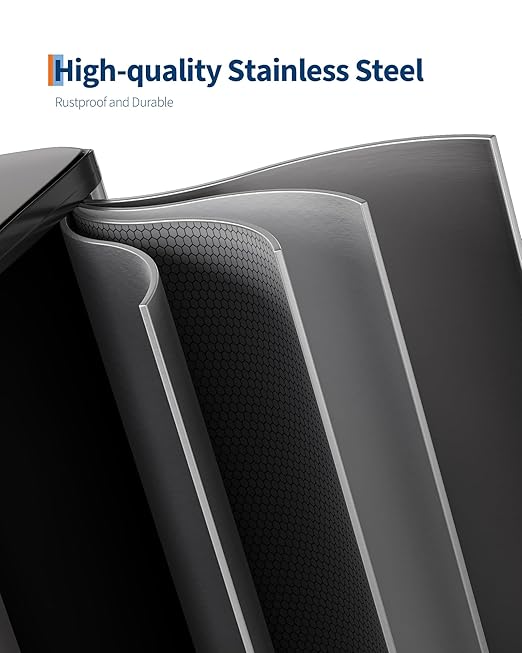 GarveeHome 2 x 10.6 Gallon Stainless Steel Double Trash Can with Lid for Kitchen, Large Dual Trash and Recycle Bin Combo, Step-on Kitchen Metal Garbage Cans, PP Inner Buckets, Liner Rim, Matte Grey