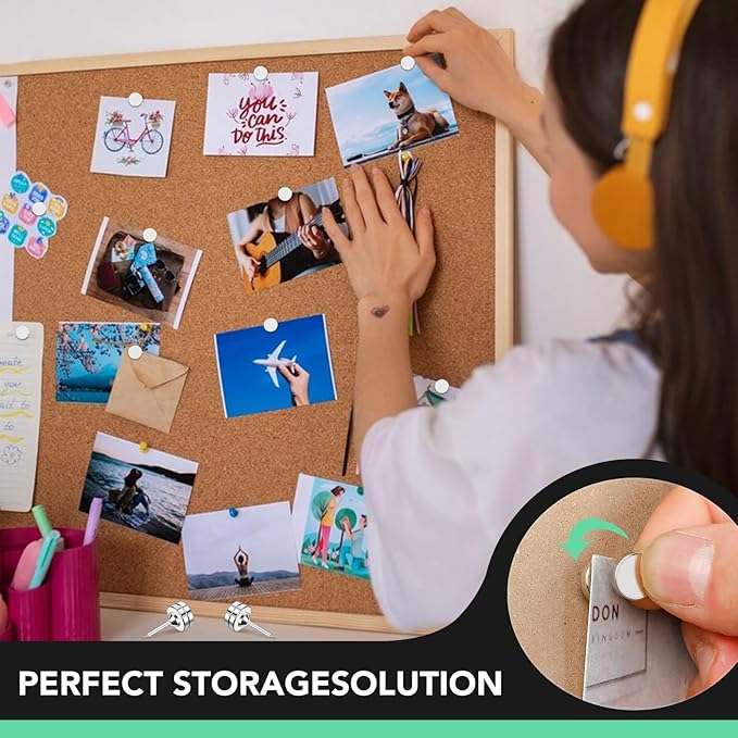 E BAVITE Magnetic Pushpins, 50 Sets Magnet Thumb Tacks for Whiteboard Wall Cork Board Bulletin Cute Decorative Push Pins Clip Magnetic Photo Poster Hanger