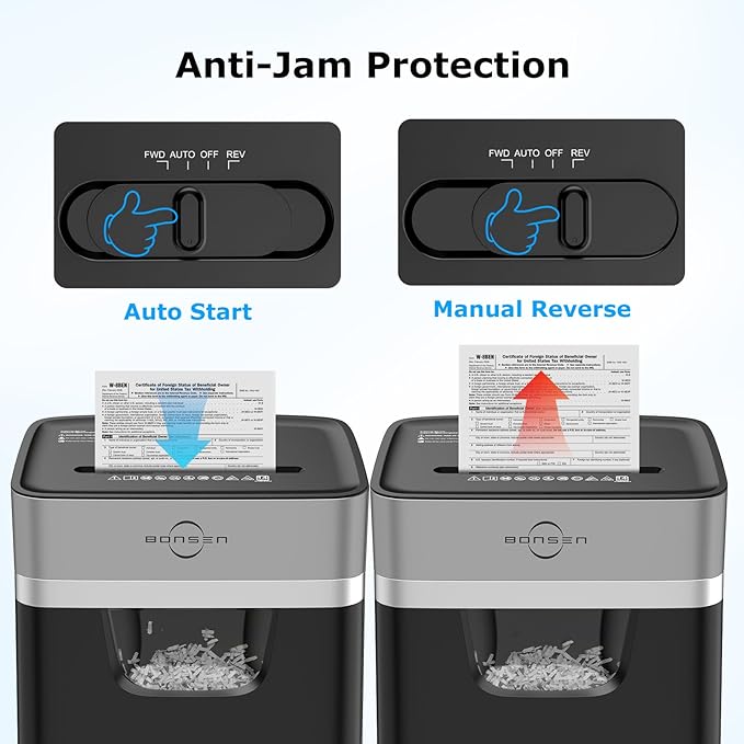 BONSEN 14-Sheet Paper Shredder for Home Office, Heavy Duty Cross Cut Shredder with 5.3 Gal Pullout Bin, Quiet Shredder for CDs/Credit Card/Staple, P-4 Security, Anti-Jam System