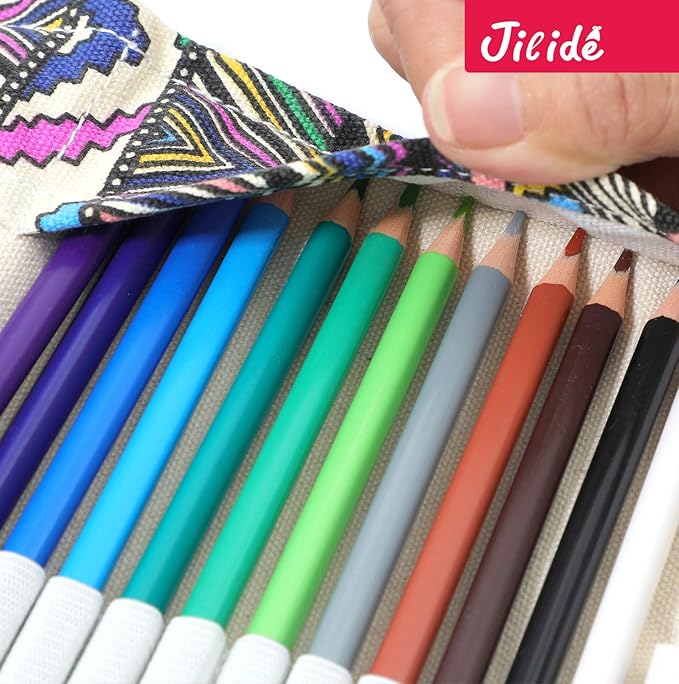 Erasable Colored Pencils Set for Adults and Kids 24 Count Coloring Pencils for Drawing, Sketching, Adult Coloring Books with Eraser, Sharpener, Canvas Pencil Roll Wrap