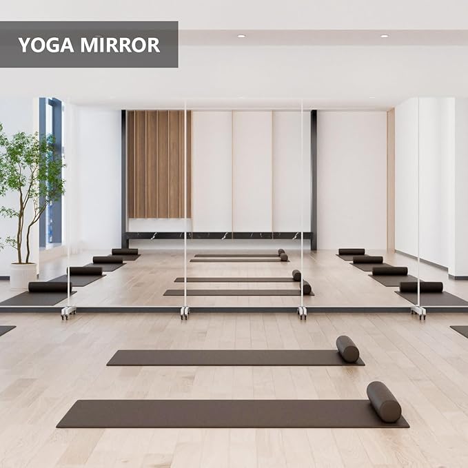 Brisafe Home Gym Mirror 79'' x 44'' - Safety Mirror with Wheels, Ultra Clear Nano Material, Oversized Shatterproof, 16LB, Black