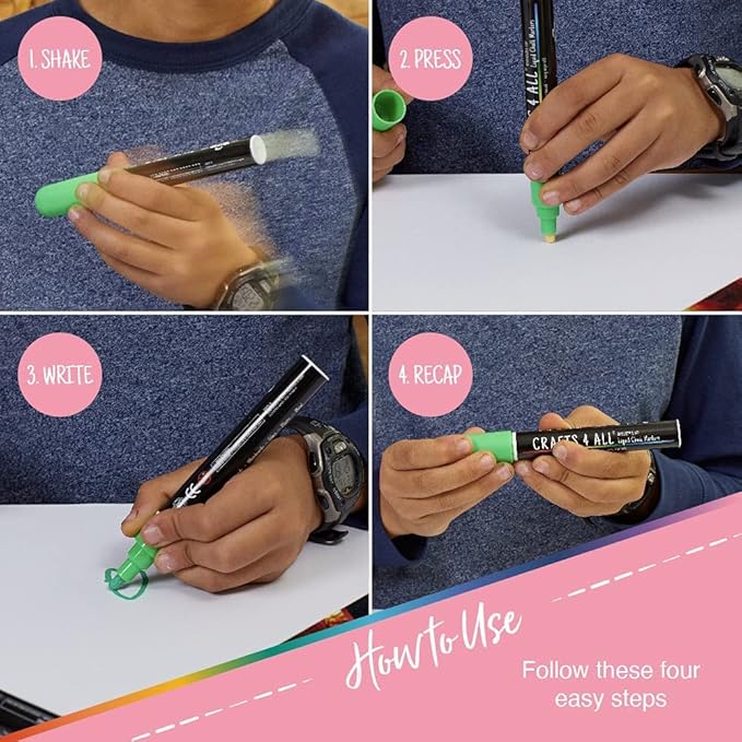 Crafts 4 All Liquid Chalk Markers For Blackboard Signs, Bistro Menu, Car Window Glass - Dry Erase, Washable - 13 Colored Chalk Pens w/Reversible Tips & Tweezers - Bonus White Chalkboard Marker!