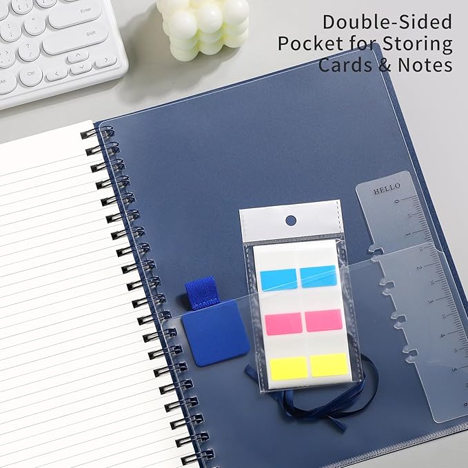 EMSHOI A5 Spiral Notebook College Ruled Lined Journal, Small 5.7" X 8.22", 300 Pages/150 Sheets, 100gsm Thick Paper, Waterproof Hardcover, for Office School Women Men Work Writing Notes, Blue