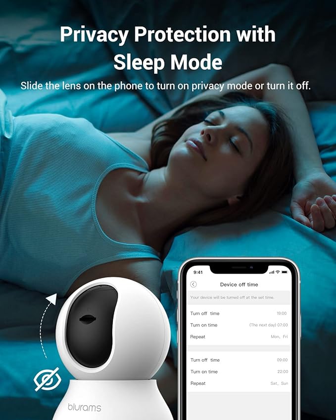 blurams Cameras for Home Security, 2K Indoor Camera 360° Pet Camera with Phone App, Motion Tracking, 2-Way Audio, IR Night Vision, Siren, Works with Alexa & Google Assistant