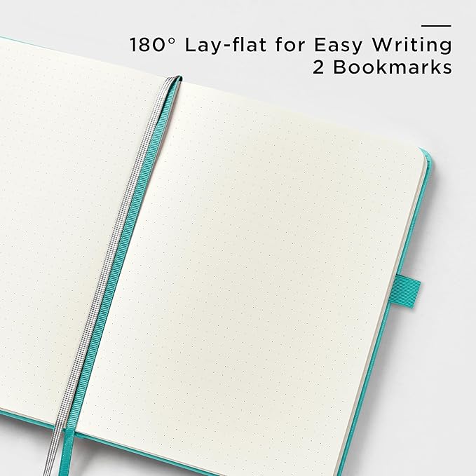 &And Per Se Dotted Journal Notebook, A5 Hardcover Leather Bullet Dotted Journal, 160 Pages 100 gsm Thick Dotted Paper，3 Sheets of Stickers Included - 5.7'' x 8'' (Turquoise)