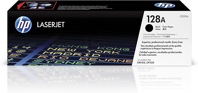 HP 128A Black Toner Cartridge | Works with HP LaserJet Pro CM1415 Color, CP1525 Color Series | CE320A