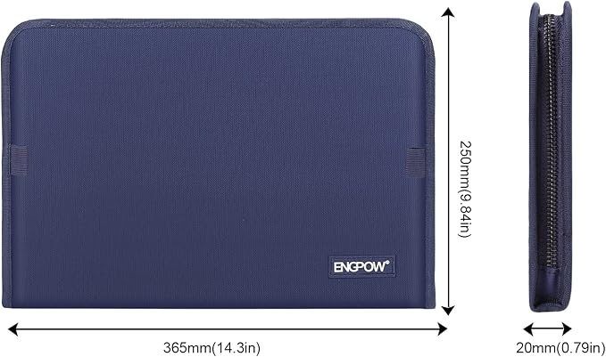 ENGPOW 13 Pocket Expanding File Folder,Fireproof Accordion File Folder Document Organizer with Zipper Closure,Portable Filing Organizer Safe with Colorful Tabs for A4/Letter Size Paper,Files(Blue)