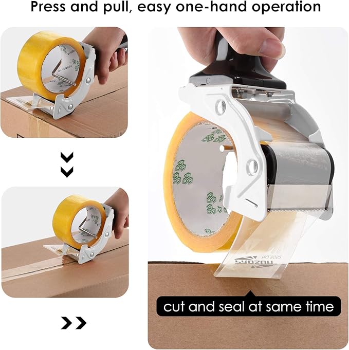 Fast Reload 2 Inch Tape Gun Dispenser Packing Packaging Sealing Cutter TG01 (TG01-WHT)