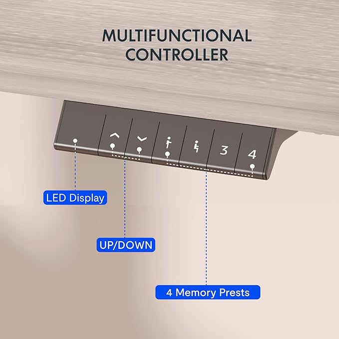 FLEXISPOT EN1 One-Piece Standing Desk, 60 x 24 Inches Height Adjustable Desk Electric Sit Stand Desk for Home Office (White Frame + Gray Wood Desktop, 2 Packages)