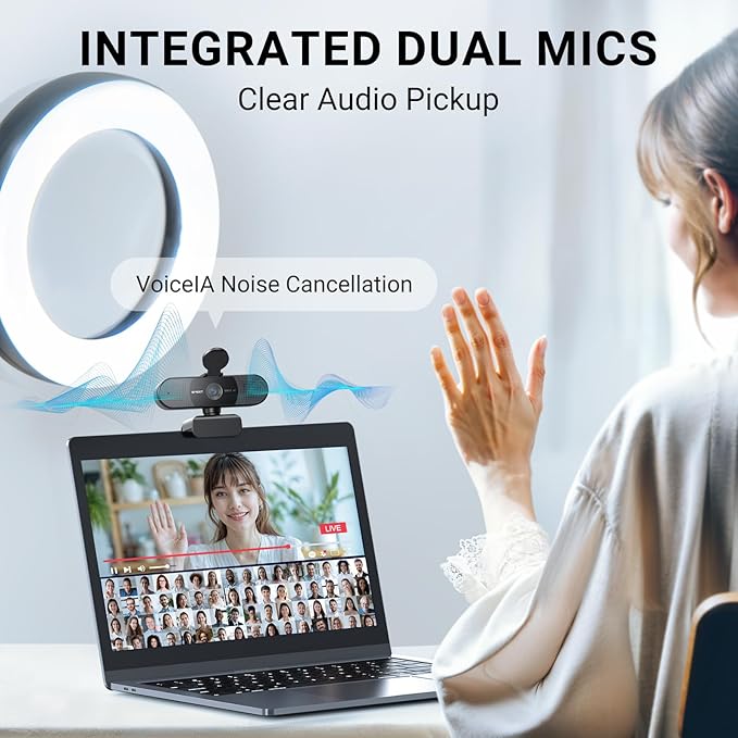 EMEET 2024 Upgraded C960 Webcam for PC, Autofocus, 1080P HD, 73° View Angle, Computer Camera w/Privacy Cover and Microphone, Plug and Play USB Webcam for Video Calling/Zoom/Teams/Google Meet