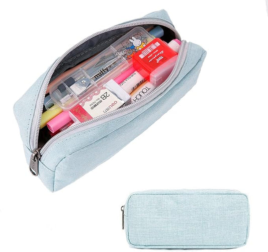 Della Gao Small Pencil Case Large Capacity Pencil Pouch Marker Pen Bag Coin Pouch Office Stationery Organizer (Blue)