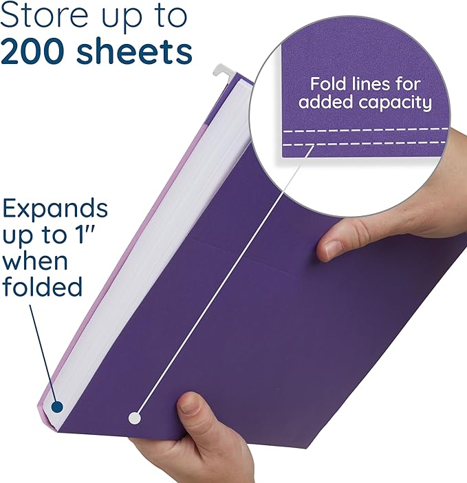 Blue Summit Supplies 25 Jewel Tone Hanging File Folders Letter Size with Tabs, Reinforced Hanging File Folders Jewel Tone, Includes Plastic Tabs and Inserts