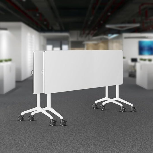 Folding Conference Room Tables 6 Pack, Foldable Modern Mobile Meeting Table Desk Training Table 6FT Large Rolling OfficeTable for Conference Training Classroom (2, 55" * 23.6" * 29.5")