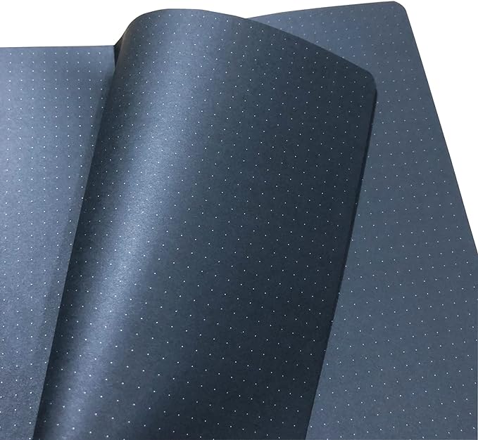 BUKE Dotted Journal - Dot Grid Notebook - 150gsm No Bleed Black Paper - 160 Black Pages - For Women and Men - A5 PU Leather Hardcover 5.75" x 8.5" and Gift Box (BKB-3)