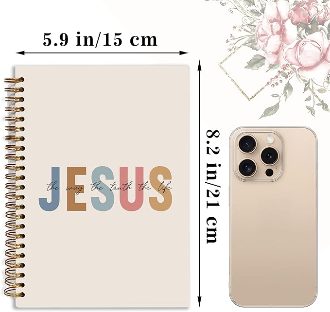 Bible Notebook, A5 Spiral Christian Journal with Floral Pink Butterfly Notebook, Bible Verse Jesus, Inspirational Notebooks for Women, Bible Study, Gift for Birthday Christmas, Office Supplies