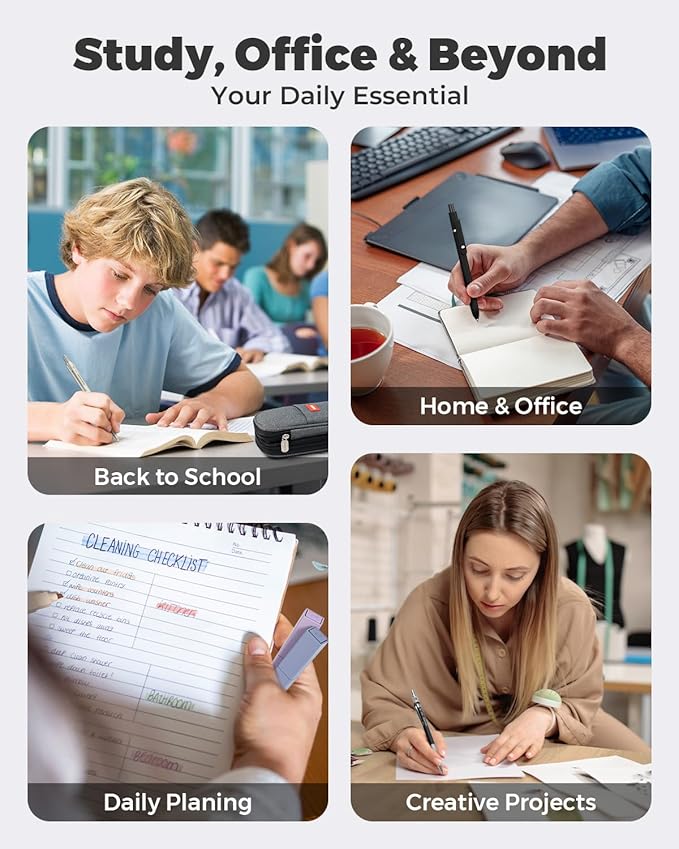 Four Candies 45 PCS School Supplies with Pen Case, 6 Gel Pens, 6 Art Mechanical Pencil Set, 12 Highlighters for College Essentials Office Stationery (Black)