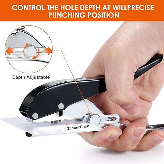 Hole Punch 1/4 inch-6mm Single Hole Punch,Heavy Duty Hole Puncher Single,Paper Punch Portable Hand Held Long Hole Puncher for Paper Cards Plastic Cardboard