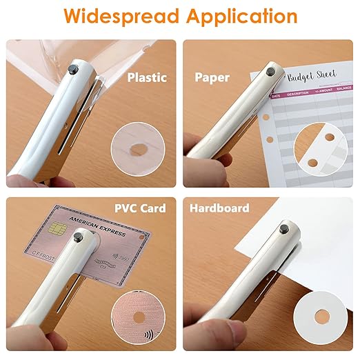 Hole Punch 2" Reach 1/8 inch Single Hole Punch,Heavy Duty Hole Puncher Single,Portable Hand Held Long Paper Punch for Paper Cards Plastic Cardboard (Silver) (1/8"-3mm Hole)