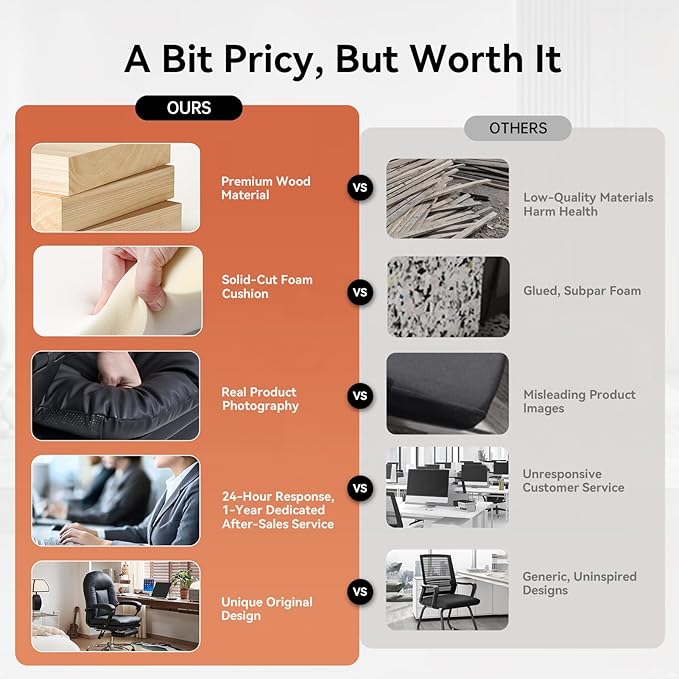 EMIAH Office Chair with Foot Rest, Ergonomic Executive Office Chair with Arms, Reclining High Back PU Leather Comfy Swivel Computer Desk Chairs with Wheels and Lumbar Support for Home Office, Beige