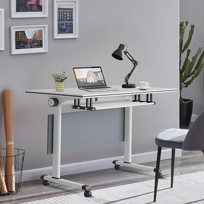 Conference Table,Folding Conference Tables Modern White Conference Room Table with Wheels, 2-10 Persons,for Office, Meeting Room (2, 1619YH, 55IN)