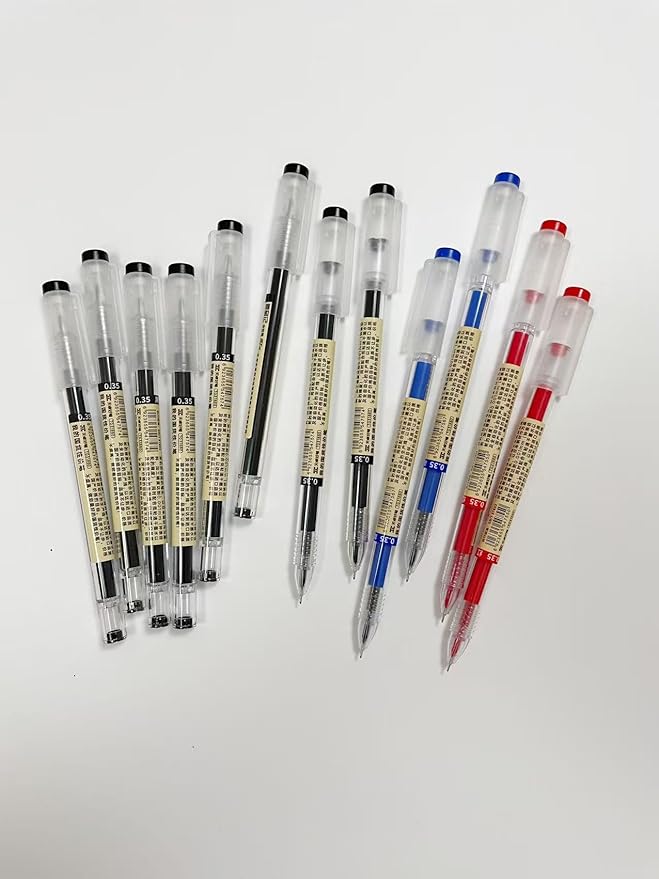 Gel Ink Pen Japanese Style Liquid Ink Rollerball Pens Quick Drying 0.35mm Ultra Fine Point Ballpoint Maker Pen Premium for Office School Stationery Supply,12 Pcs, 3 Color
