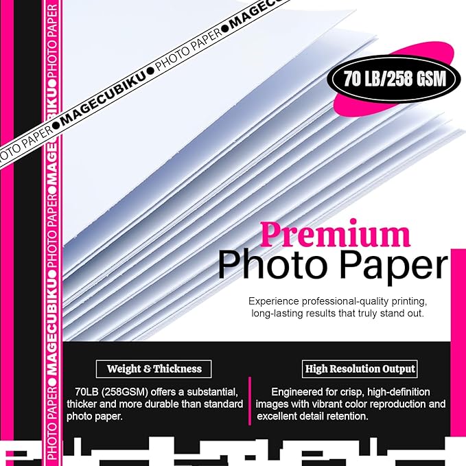 Glossy Photo Paper 4x6 Inches,200 Sheets 70 lb/258 gsm Premium Heavyweight Photographic Paper for Inkjet Printer Instant Dry Professional Postcard Picture Use Dye Ink