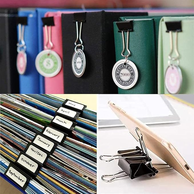 Binder and Paper Clips Set, 340 pcs Assorted Sizes in Container With Compartments - Silver Paper and Black Binder Clips for Home, School, Office Supplies