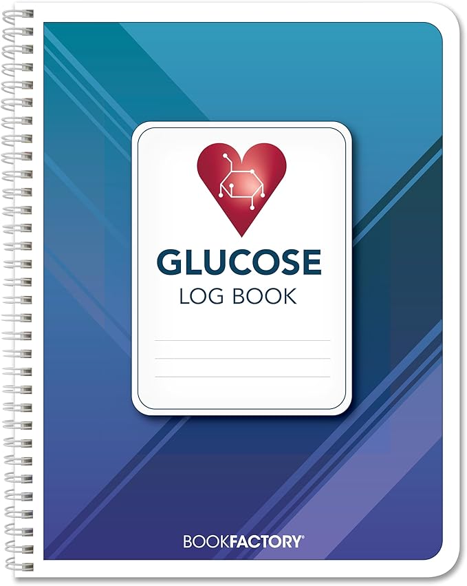 BookFactory Glucose Log Book/Glucose Monitoring Logbook/Personal Medical Tracking Notebook - 104 Pages, 8.5” x 11”, Wire-O (LOG-104-7CW-PP(Glucose-Log))