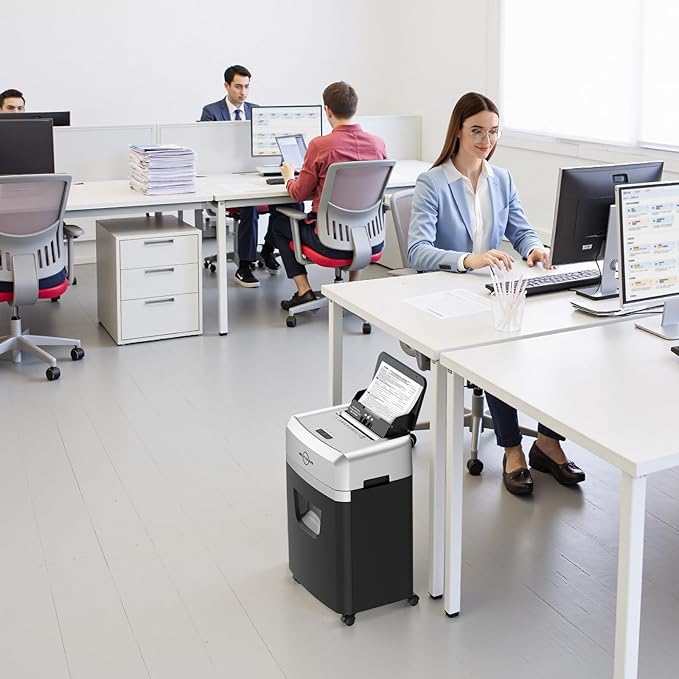 BONSEN 150-Sheet Autofeed Paper Shredder for Office, 60 Mins Heavy Duty Micro-Cut Shredders for Home Office Use, P-4 High Security Commercial Document Shredder with 6 Gal Large Capacity Bin (S3114)