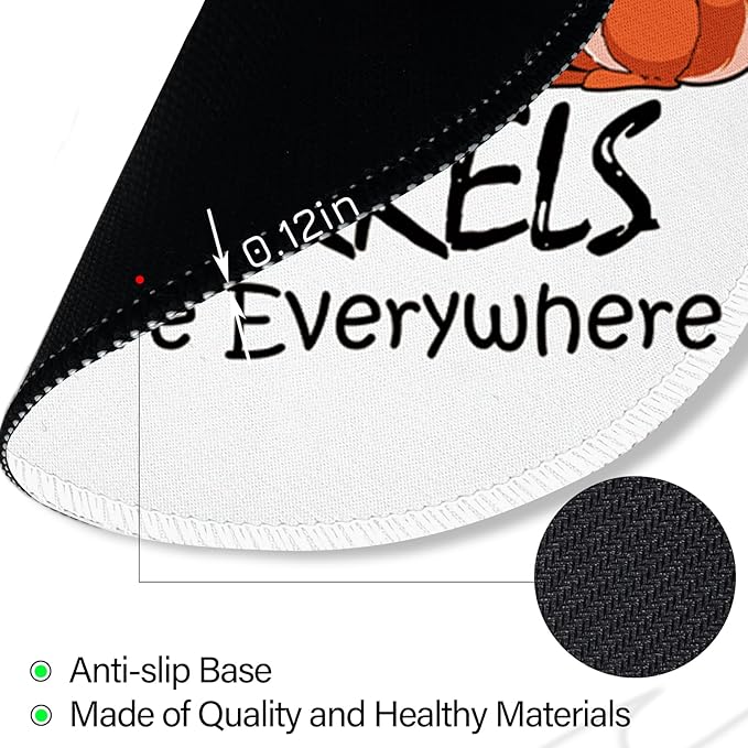 Funny Saying Quote Mouse Pad, Small Round Mouse Pads for Desk, Mini Travel Unique Mousepad for Work Wireless Computer Laptop, Office Desk Accessories, I Don't Have Ducks or a Row I Have Squirrels