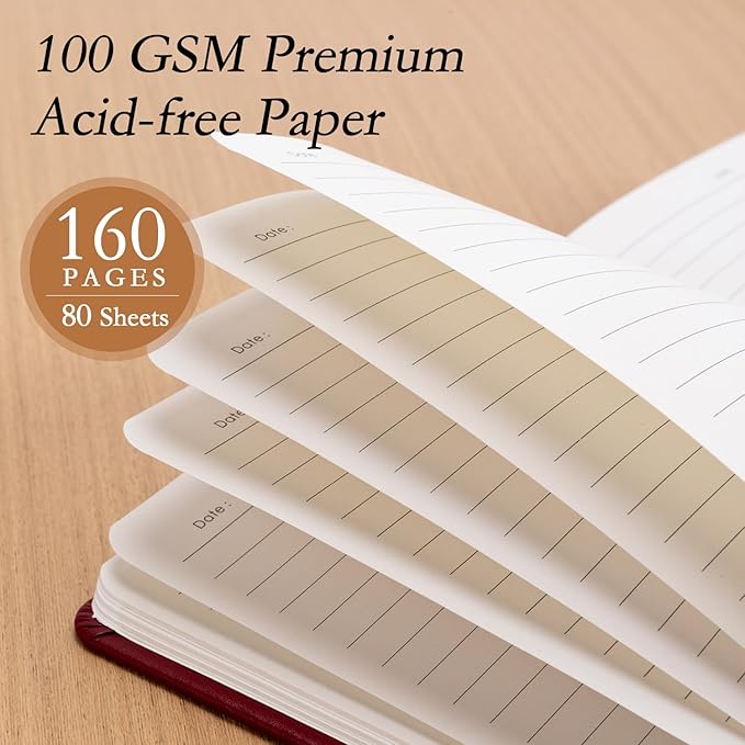 deli A5 Lined Journal Notebook, 160 Pages Hardcover Writing Notebook, 5.5"x8.2" College Ruled Notebook for Office, School, Work Notes (Red)