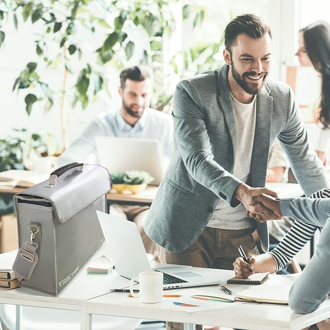 Fireproof and Waterproof Document Bag XXL 17.5x13x5 with TSA Lock, Fits A3 and Oversized Legal Files, High-Viz Design, Lock Box for Travel and Documents, Developed by USA Engineers and Firefighters