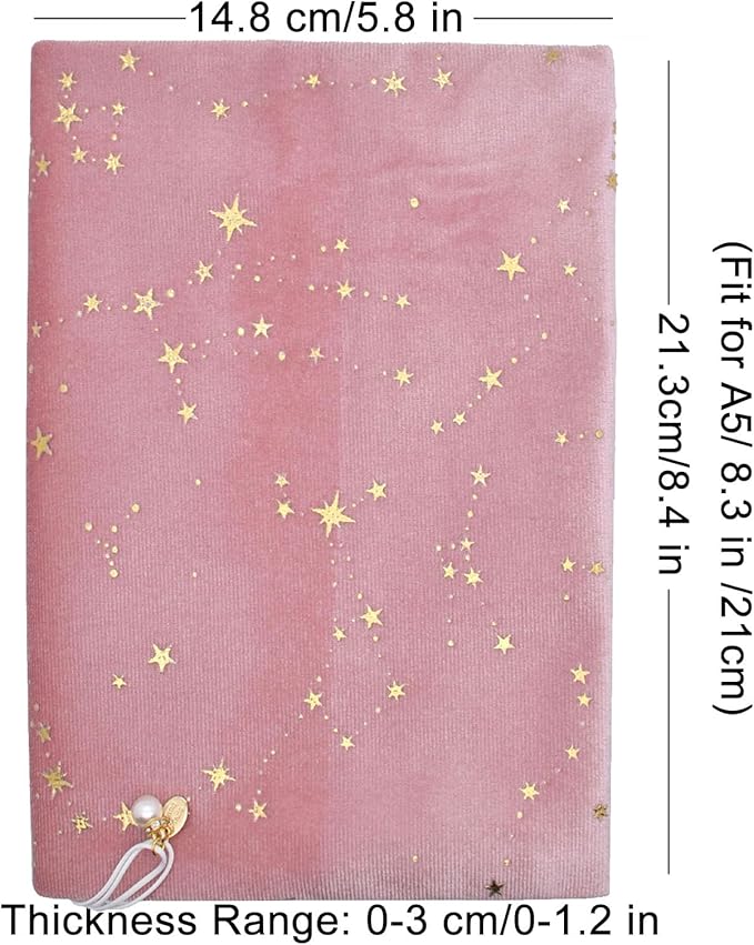 BLBMH A5 Book Covers for Paperbacks Book Cover for Privacy Fit for 5.5x8.3 inch Adjustable Book Sleeve Cover for Women Over 15 Diary Softcover Protector for Notebook - Velvet Pink