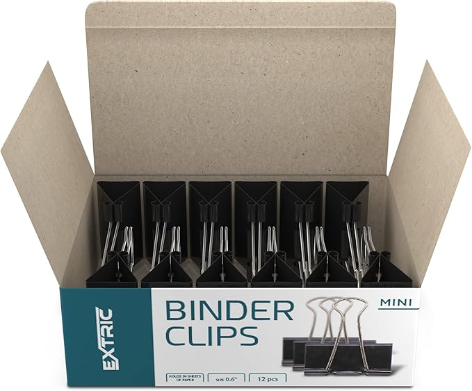 Binder Clips - 144 Mini Binder Clips, 0.6 Inch Black Paper Clamps, File Clip for Home, Office and School Supplies