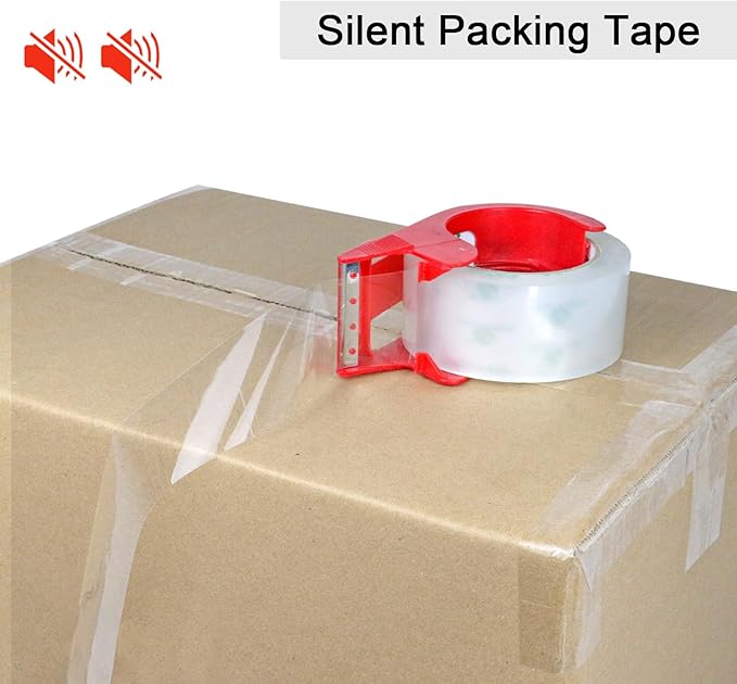 BOMEI PACK Clear Silent Packing Tape 18 Rolls, NO Noise Quiet Tape Refill Rolls for Shipping, Moving and Packaging, 2.4Mil 1.88Inch 55Yards