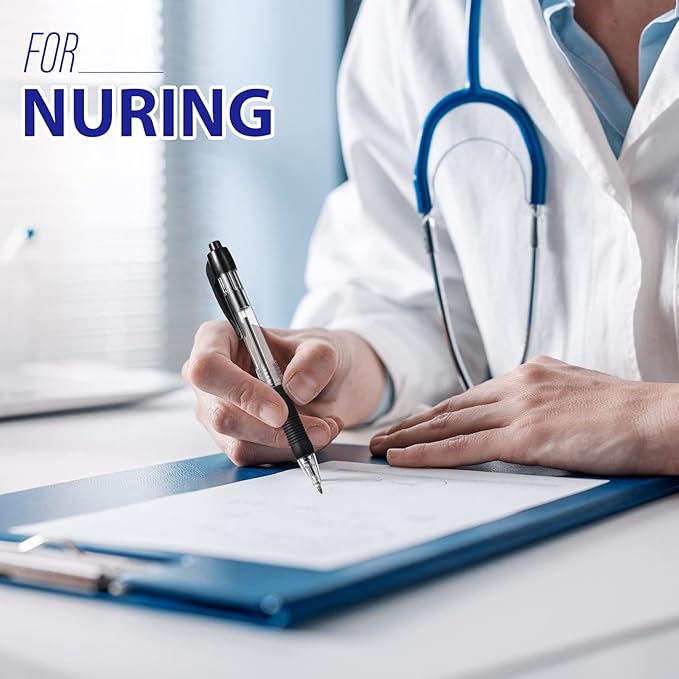 Fainne 200 Pack Retractable Ballpoint Pen 1.0 mm Medium Point Refillable Smooth Click Writing Pens With Grip for Work Journal Writing Office School Supplies(Black Ink)