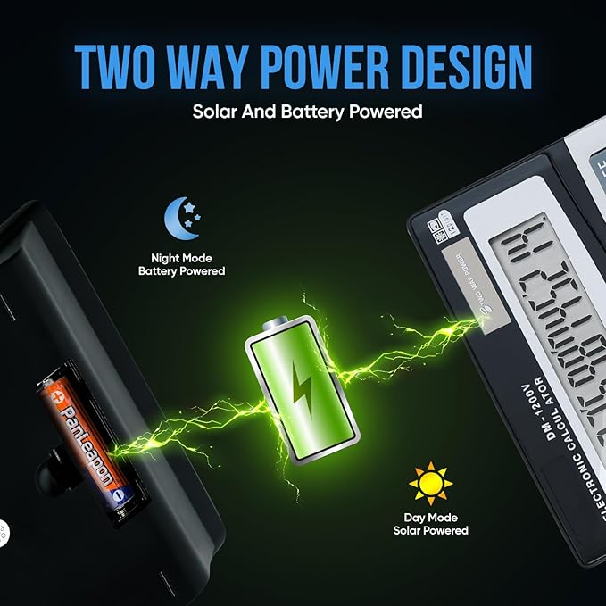 Calculator, 12-Digit Large LCD Display Calculators Desktop, Dual Powered Calculators for Office/School, Big Button Basic Desk Calculator with Standard Function