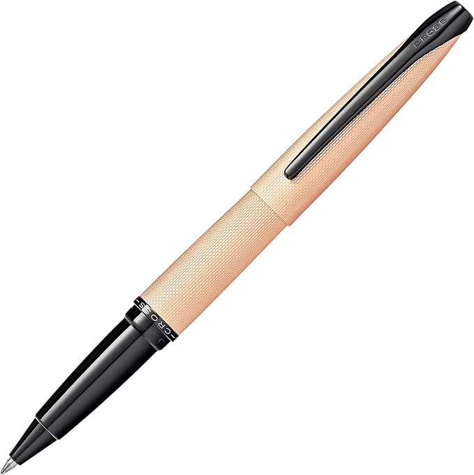Cross ATX Refillable Rollerball Pen Presented in a Luxury Gift Box - Medium Point, Black Ink, Sandblasted Rose Gold