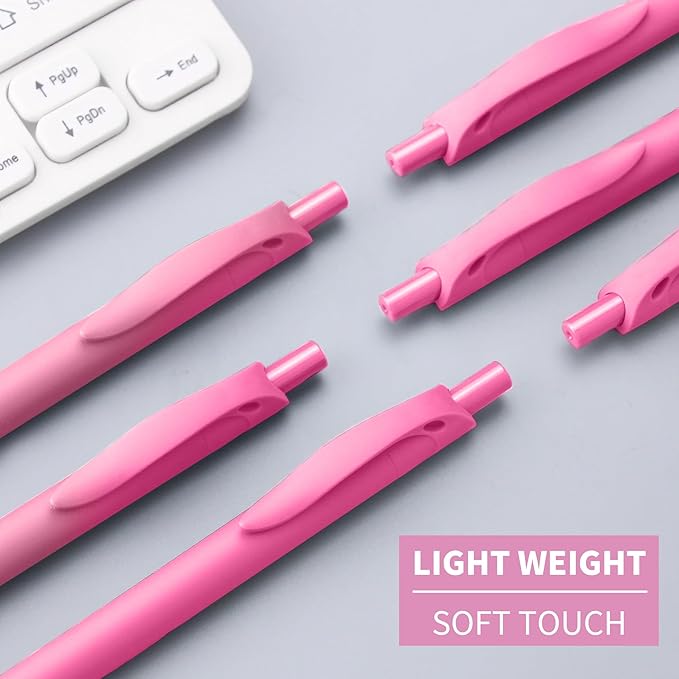deegtran Pens Bulk, 50 Pack No Bleed Click Pens, Wholesale Retractable Ballpoint Pens, Pen Medium Point, Smooth Ink Pen, 1.0MM Pink Ink