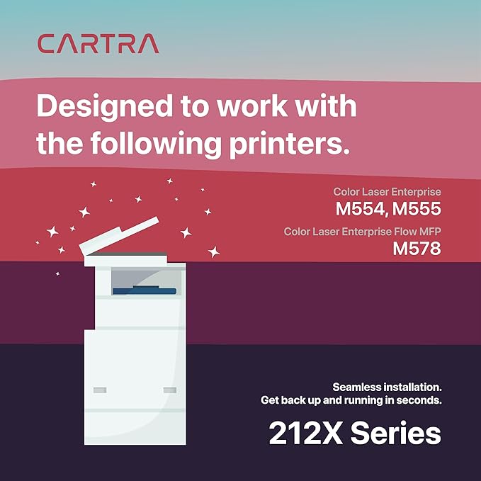 CARTRA 212X High Yield Toner Cartridges 4 Pack for HP Color Laserjet Enterprise Flow MFP M578c, M578z, M554dn, M555dn, M555x, M578dn, M578f, M578, M554, M555 Series Printer