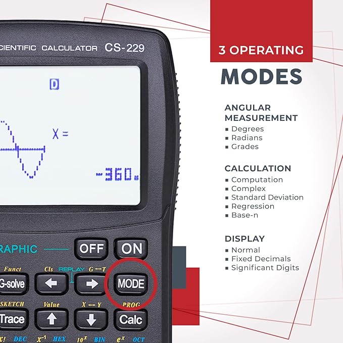 CATIGA CS229 Scientific Calculator with Graphics Functions, Multiple Modes with Intuitive User Interface for Beginners and Advanced Courses