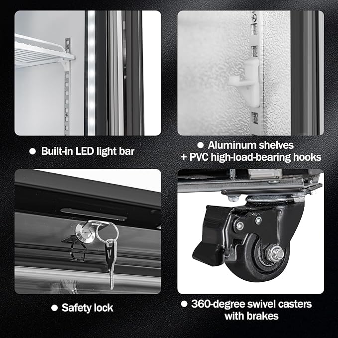 Commercial Beverage Refrigerator 15 Cu.ft. with Glass Door Display Merchandiser Fridge ETL Drink Cooler for Bars,Restaurants, Convenience Stores, Supermarkets and Offices