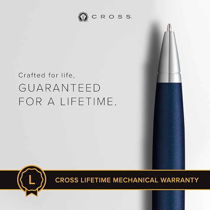 Cross Calais Refillable Ballpoint Pen Presented in a Luxury Gift Box - Medium Point, Black Ink, Matte Metallic Midnight Blue