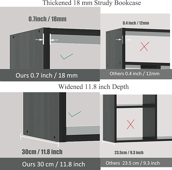 BLANKSPACE 71" H Large Bookcase with 6 Open Shelves & 2 Baskets - Heavy Duty Storage Shelf for Home Office, Living Room, Freestanding Organizer