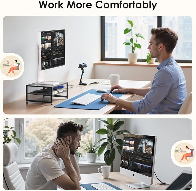 Desk Organizers and Accessories, Computer Monitor Stand Riser, Printer & Laptop Stand, Office Desk Accessories & Desktop Workspace Organizers for Office Supplies (Black)